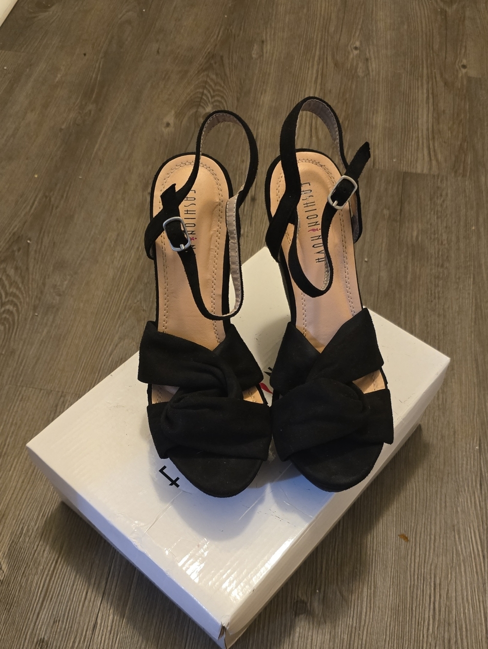 Fashion Nova Black Knot Slingback Wedges